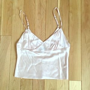 Pink silk camisole top from Express